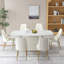 Table de salle à manger en pierre frittée de 71 po avec 6 chaises, blanc, teinté, table et chaise contemporaines à température, facile à entretenir, qualité de surface chauffante