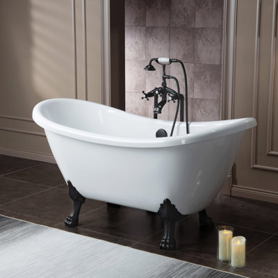59" x 28" Clawfoot Soaking Acrylic Bathtub