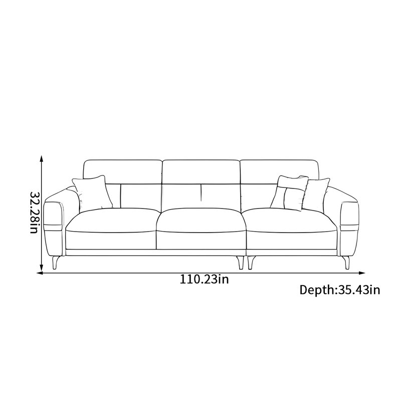 Canapé moderne et simple, H 32,28 po x l 110,23 po x P 35,43 po, 4