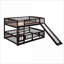 Lit double superposé double en bois massif avec glissade, aucun sommier requis, espresso pour la chambre à coucher