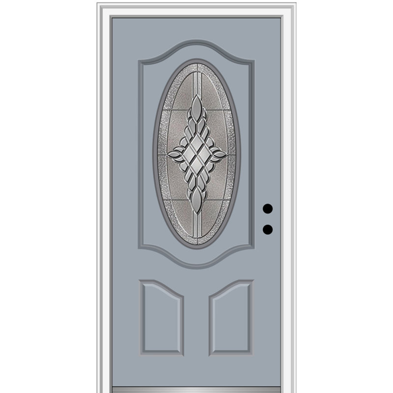 Petite porte d'entrée ovale de luxe en fibre de verre pré-suspendue 2 panneaux Grace Grace, Ouverture vers la gauche