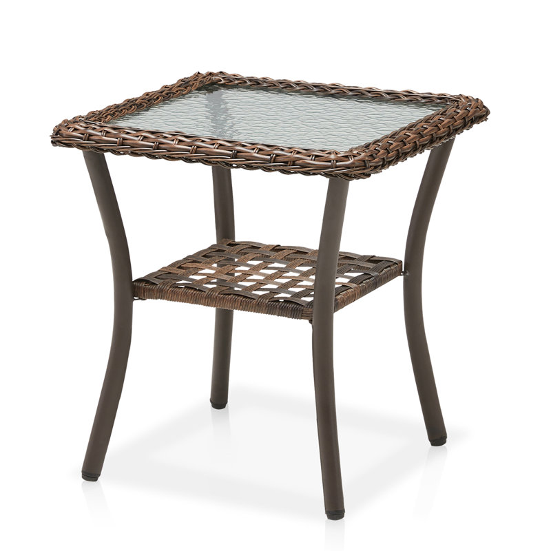 Table d'appoint carrée en rotin 20 x 20 x 20 po pour l'extérieur