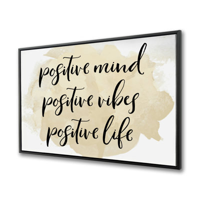 Positive mind positive vibes Beige Framed Canvas - Home Decor