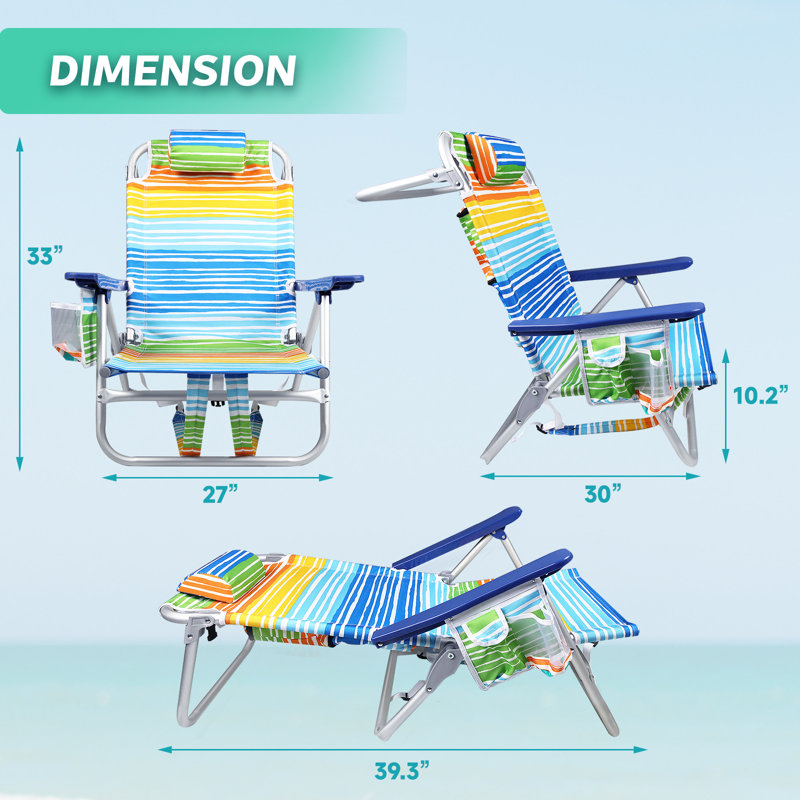 Chaises de plage Berget, chaise de camping pliante robuste, Bleu / orange / vert