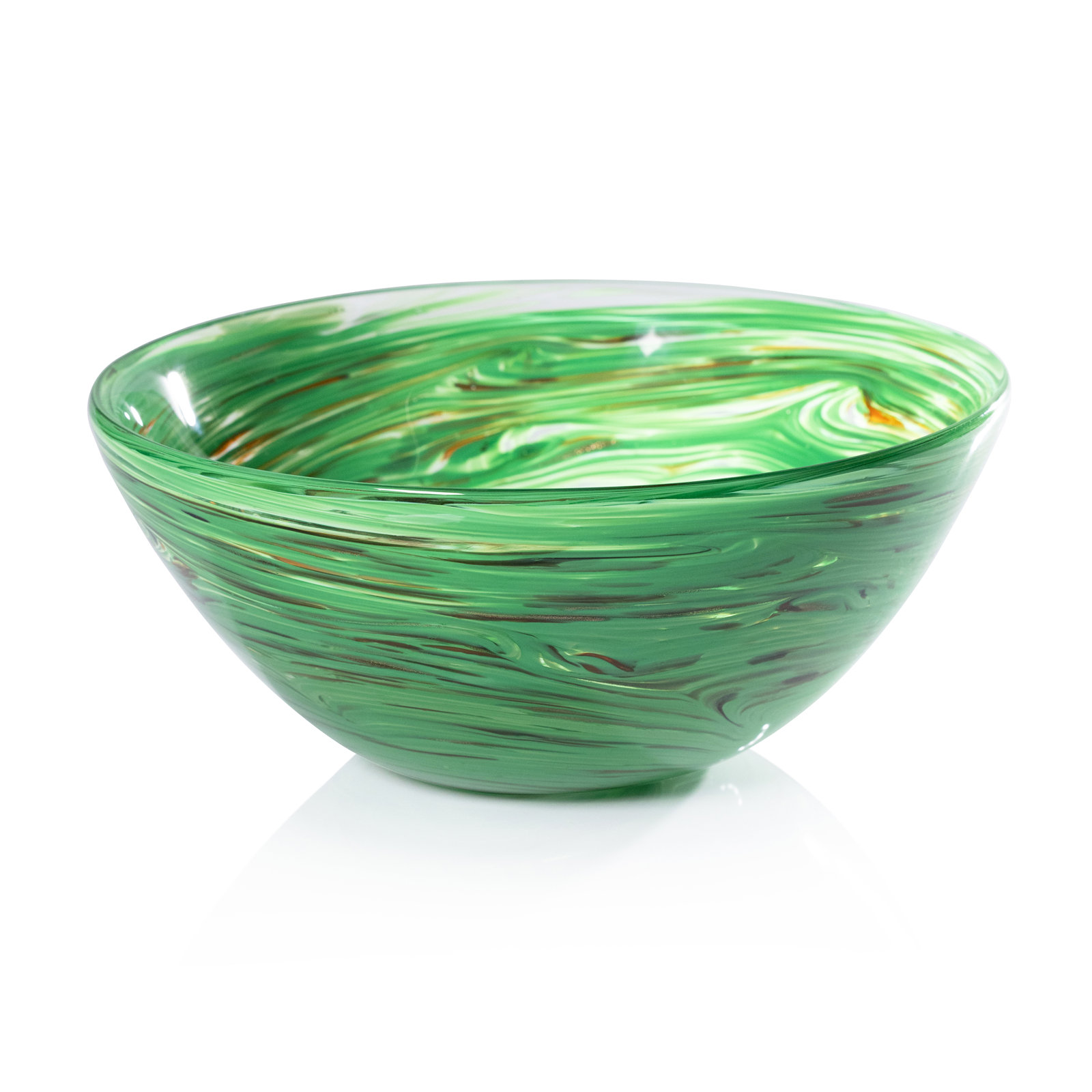 Glass Serving Bowl, Multi-Green, 12"