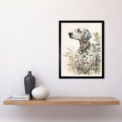 Dalmatian Dog In Field Soft Watercolour Pencil Portrait - Single Picture Frame Print