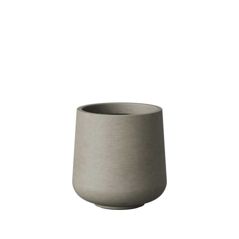 Smooth Modern Concrete Planter, 13 Inch Warm Gray Sturdy Cement Pot for for Patio & Garden Decor