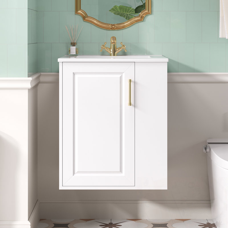 Armoire de salle de bain avec lavabo et tablette latérale