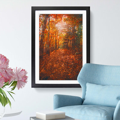 Autumn Forest Pathway in Abstract - Picture Frame Painting Print on Paper