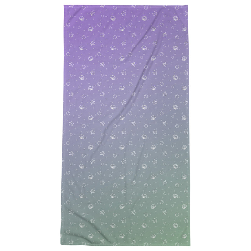 Serviette de bain coquillage, Mauve/vert