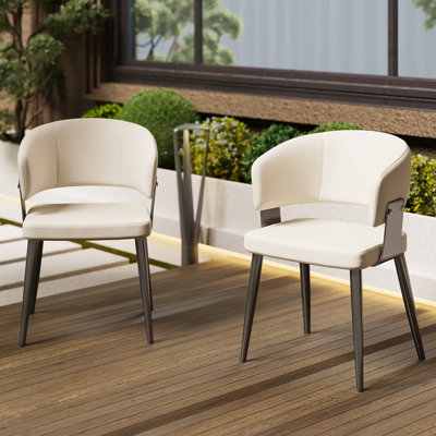 Ensemble 2 pièces de chaises d'extérieur modernes / coussins moelleux et base en acier robuste