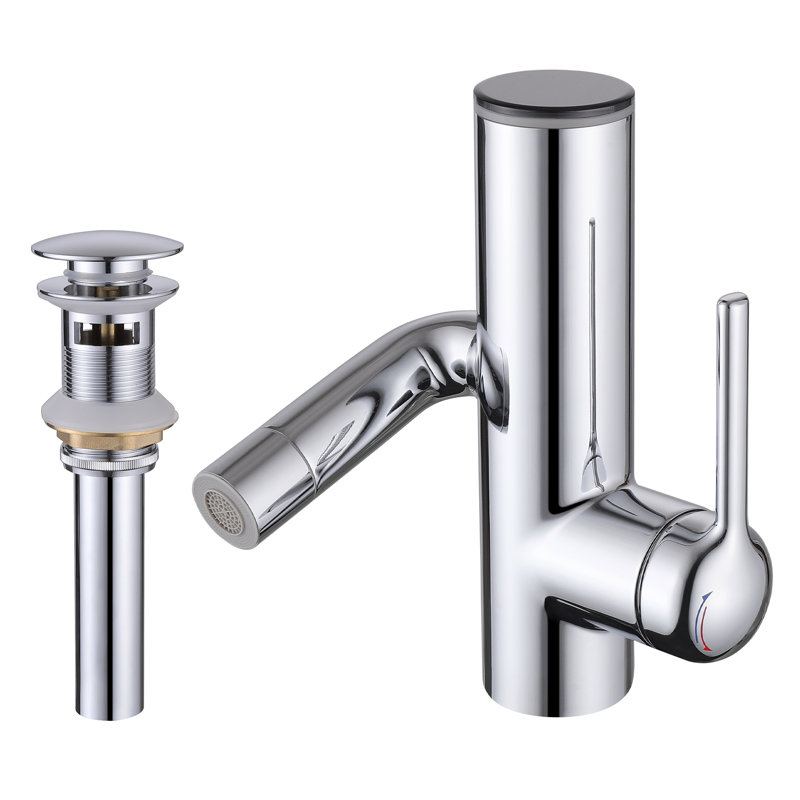Single-Hole Single-Handle Bathroom Faucet With Drain Assembly, Chrome