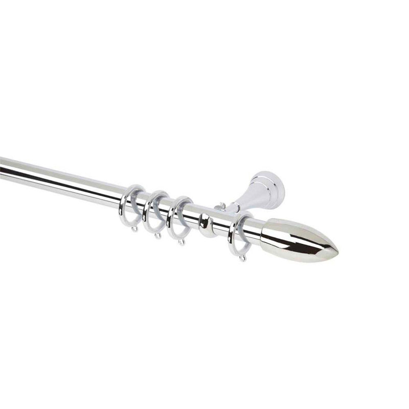 Single Curtain Pole, Chrome, 360cm W