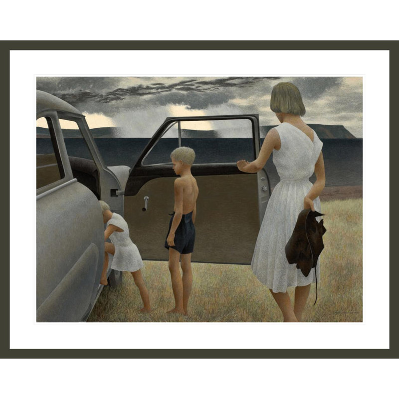 «Family and rainstorm» par Alex Colville - Reproduction giclée sur cadre, H 33,04 po x l 41,5 po