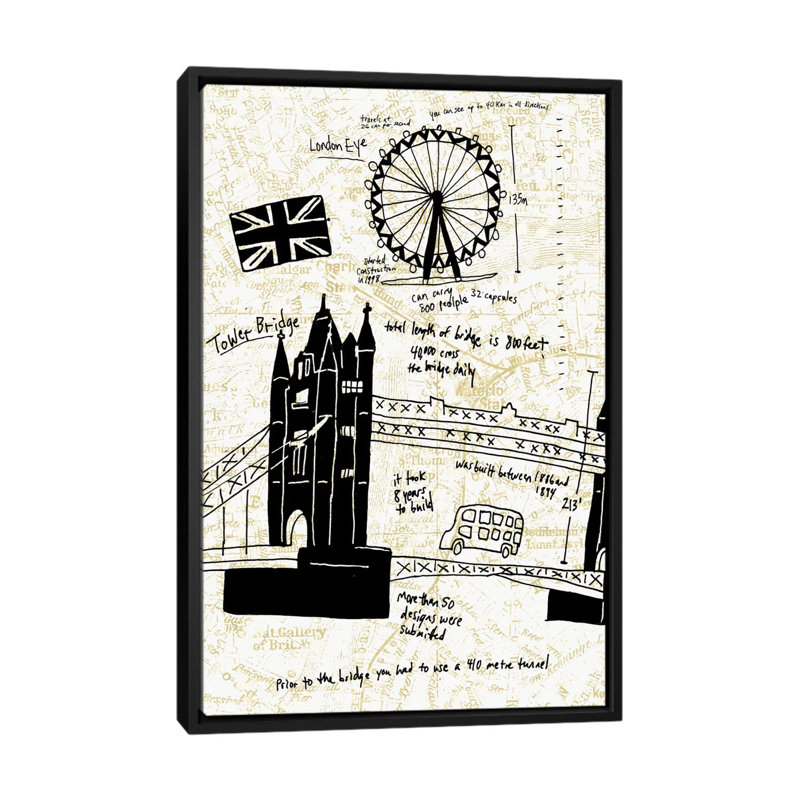 « london gold i », impression sur toile, H 26 po x l 18 po x P 1,5 po, Toile avec cadre noir, Pas de tapis