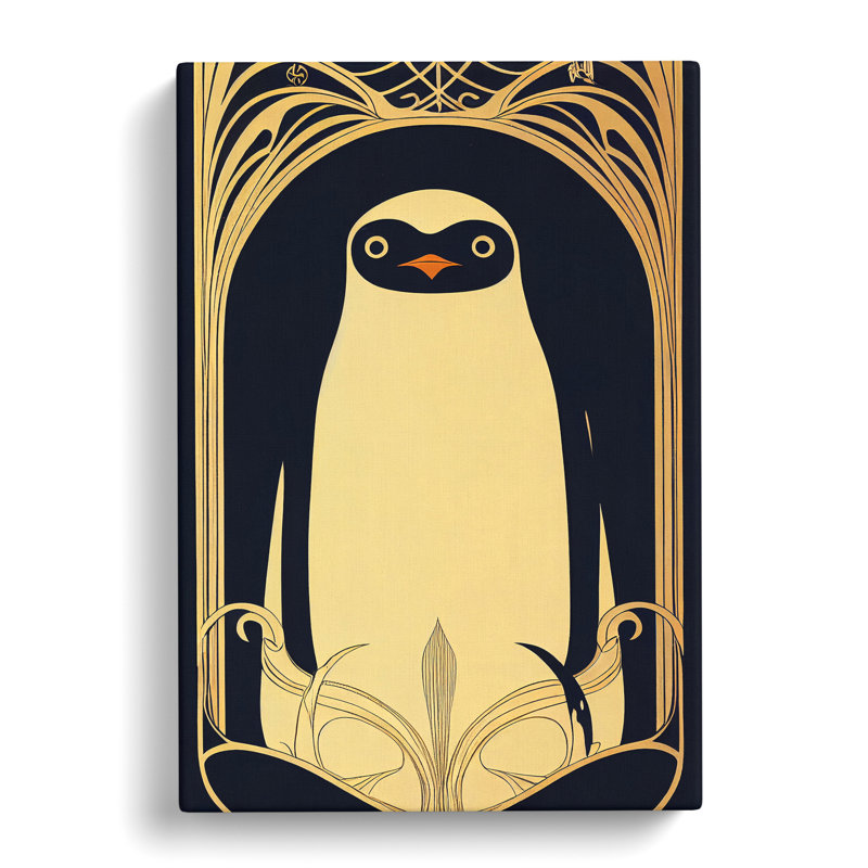 Art Deco Penguin - Wrapped Canvas Print, 50cm H x 35cm W x 3cm D, Wrapped Canvas
