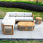 Solid Wood 5 - Person Patio Conversation Set with Cushions
