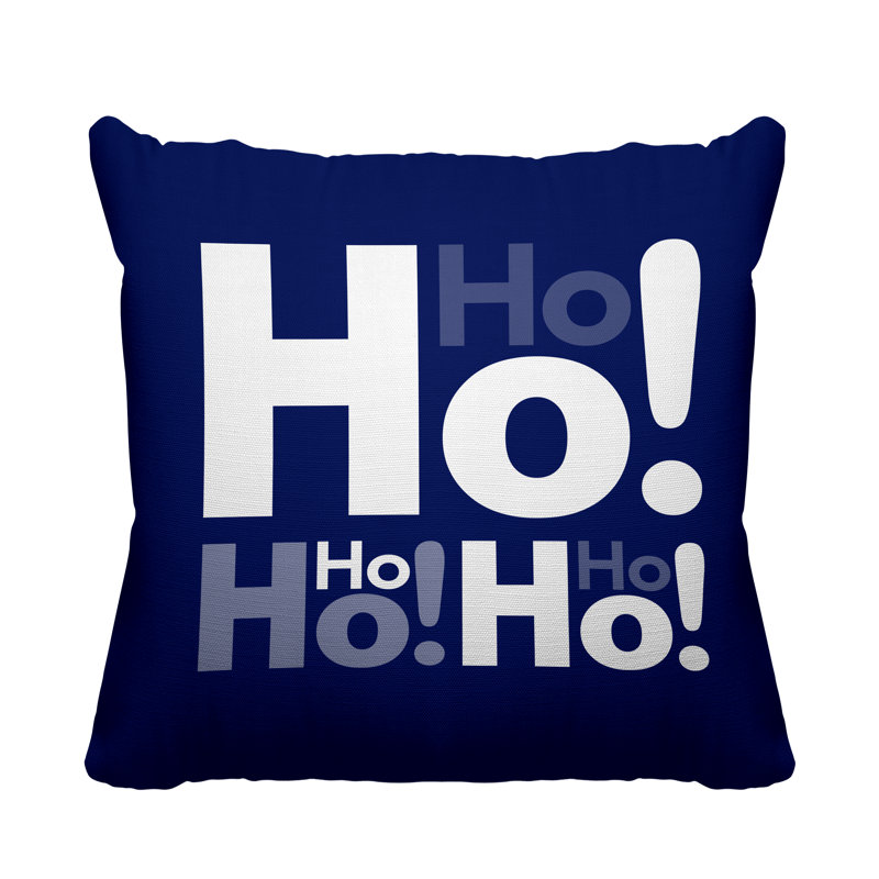 Coussin intérieur / extérieur Hohoho Christmas, L 19 po x H 19 po, Bleu marine