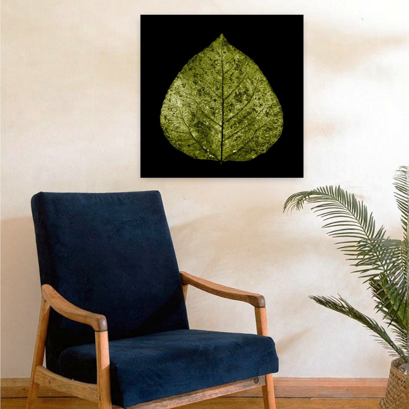 Feuille verte, art abstrait contemporain de la nature, H 24 po x l 24 po