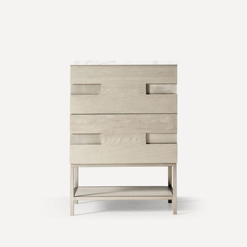 Coiffeuse Sentai, Gris naturel / étain brossé
