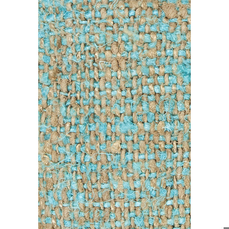 Jute & Wool Blend Removable Cover Pillow Throw Authentic Handmade Square Polyester Fill Teal & Khaki Non-Reversible Textured Weave With Khaki Brown Cotton Backing