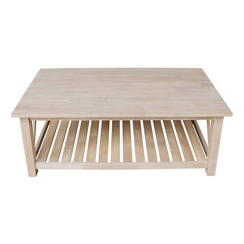 Kenessa Solid Wood Single Coffee Table, Unfinished Top/Unfinished Base