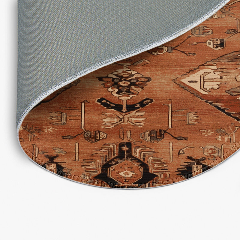 Turkish Brown Indoor and Outdoor Area Rug, Round 5'