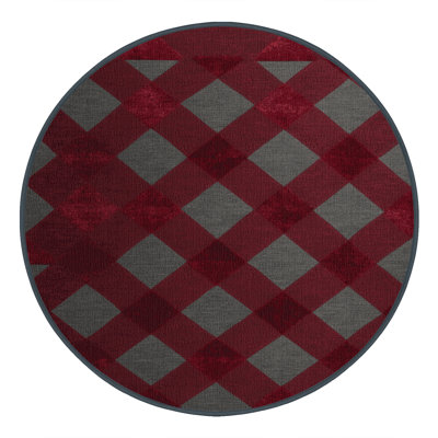 Machine Washable Checkered Red Area Rug