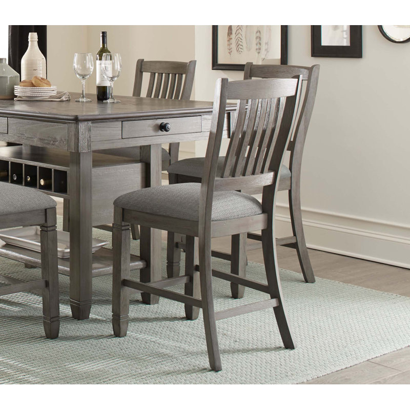 Counter Height 7Pc Dining Set Classic Style, Antique Gray, Gray