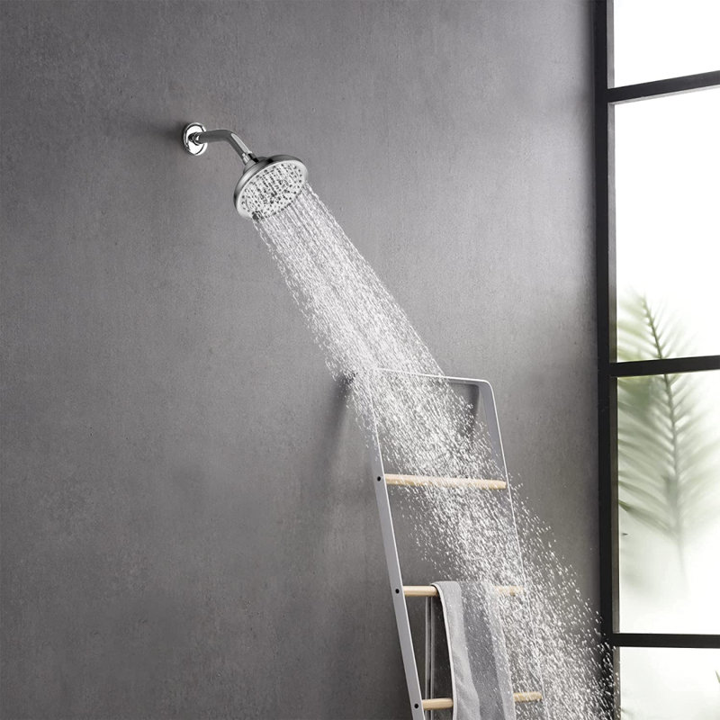6 Spray Settings High Pressure Shower Head 5" Rain Fixed Showerhead  Chrome Adjustable Shower Head With Anticlogging Nozzles, Low Flow Easily Installation