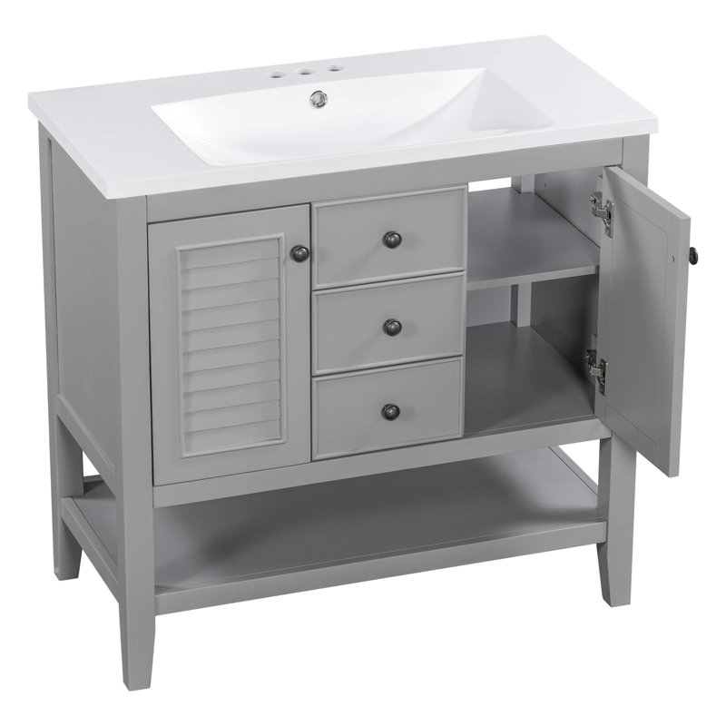 Meuble-lavabo 36 po avec deux armoires, Gris