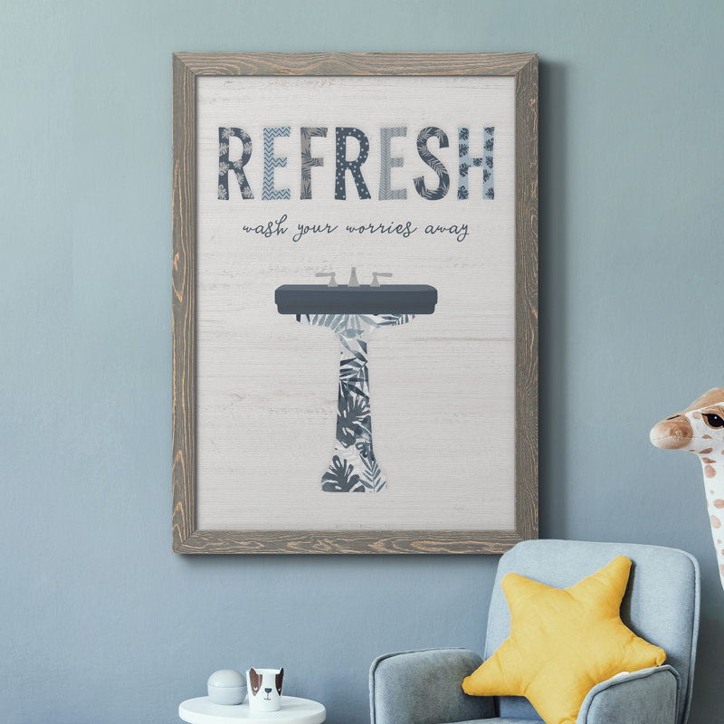 Palm Bath II - cadre photo, art textuel sur toile, Encadré gris, H 37,5 po x l 27,5 po x P 1,5 po