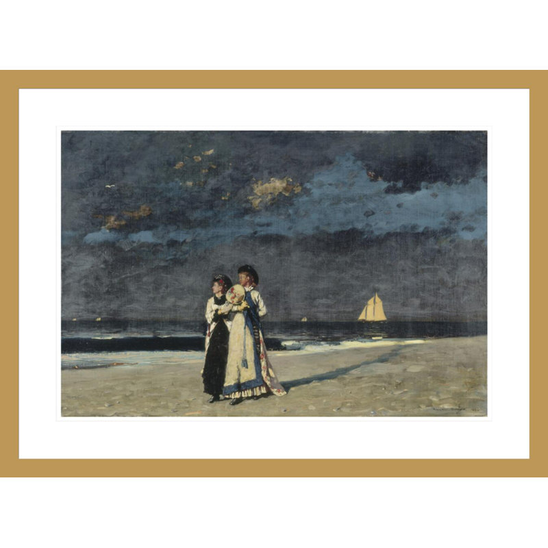 Promenade on the Beach par Winslow Homer - Impression sur toile, H 21,92 po x l 29,5 po