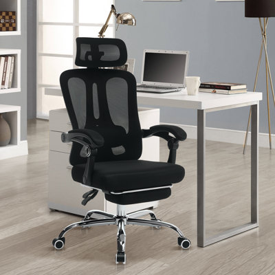 Mesh Ergonomic Office Chair with Footrest, Wheels 360 Swivel by Inbox Zero