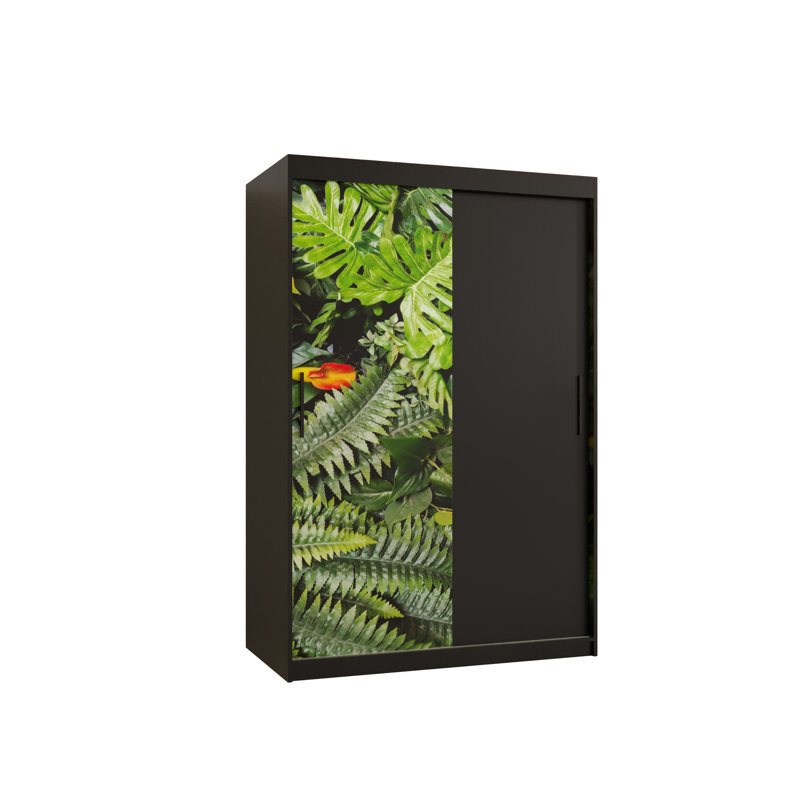 Maheen Manufactured Wood Wardrobe, 200cm H x 100cm W x 62cm D, Black