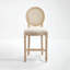 Ensemble de 2 chaises de bar de style campagne française, hauteur 66 cm, chaises rembourrées avec dossier rond en rotin, finitions en fil de fer et sculpture, idéales pour le salon, la cuisine ou un restaurant.-1228948831
