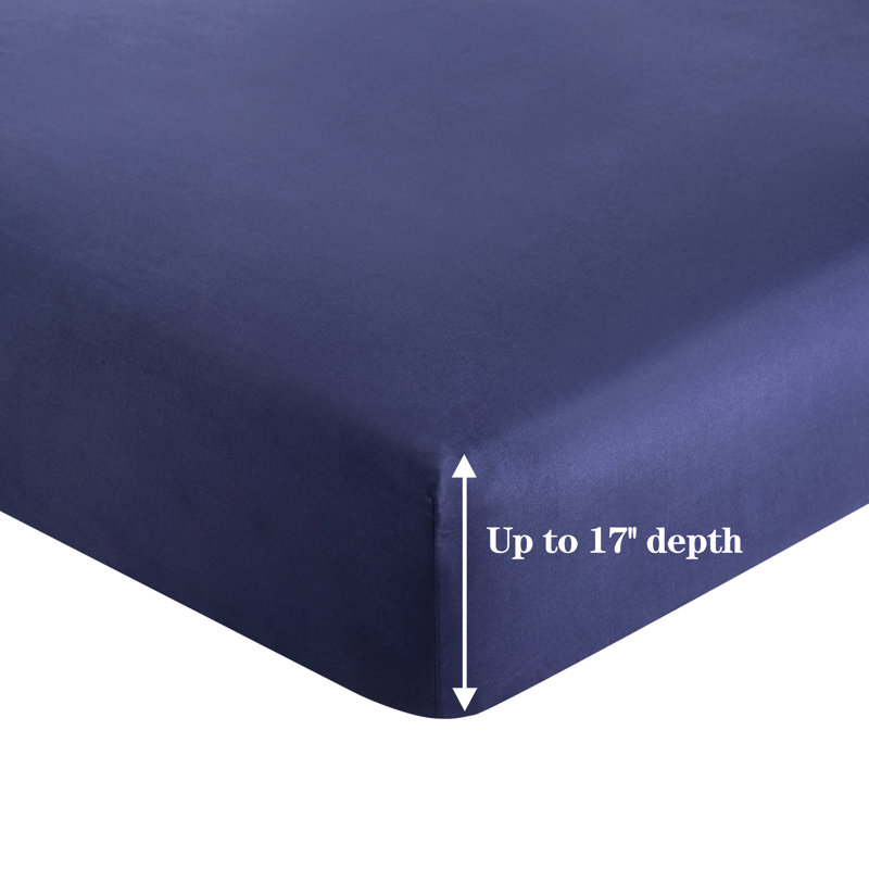 Drap-housse Marina, Bleu marine, Drap-housse pour lit double