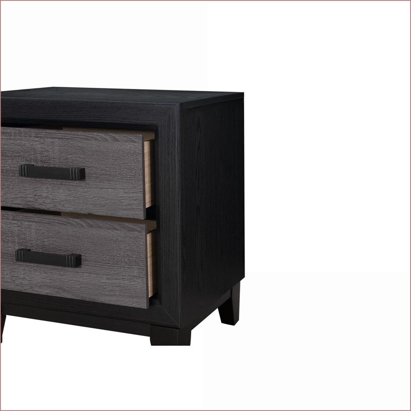 Soluto Urban Farmhouse 2-Drawer Rustic Gray Nightstand