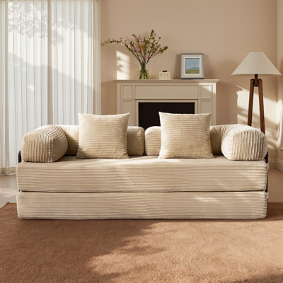 Nathasa Convertible Sleeper Sofa Bed Hybrid Mattress Couch With 2 Pillows by Ivy Bronx