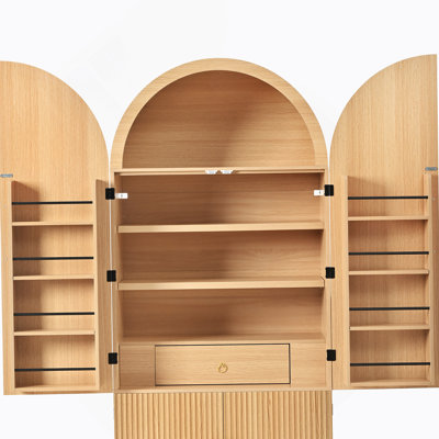Armoire décorative arquée, armoire de cuisine avec tablettes, armoires de rangement avec tablettes réglables, tiroir caché pour la cuisine, la salle à manger, la salle de bain