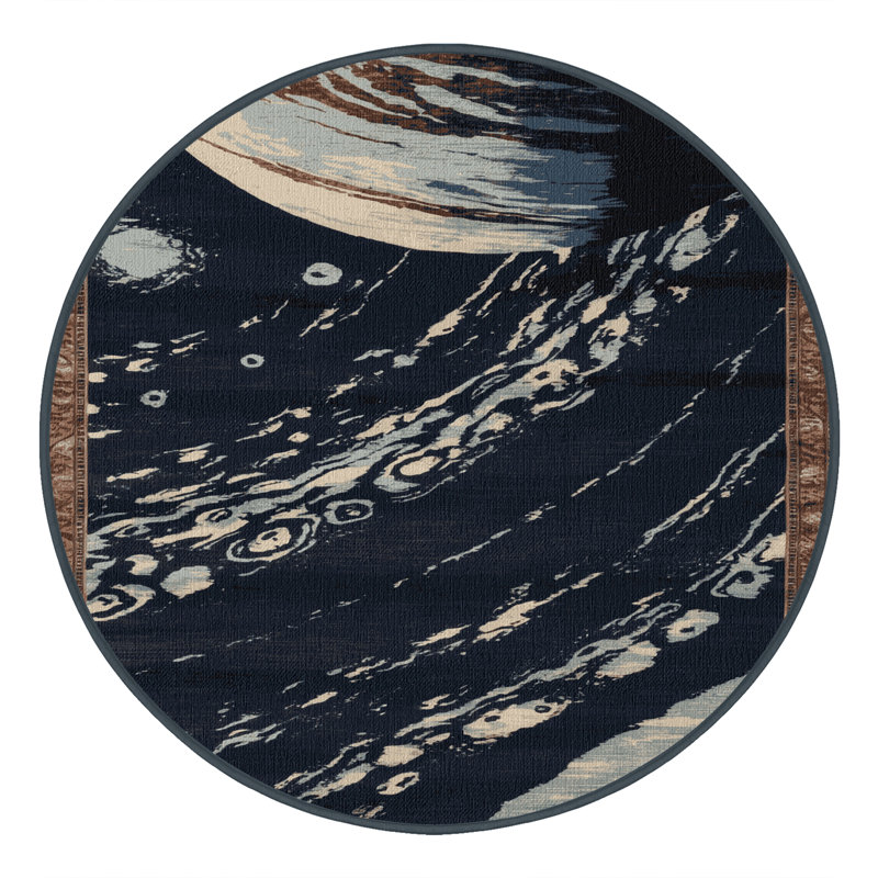 Tapis gris lavable à la machine, Rond 7 pi
