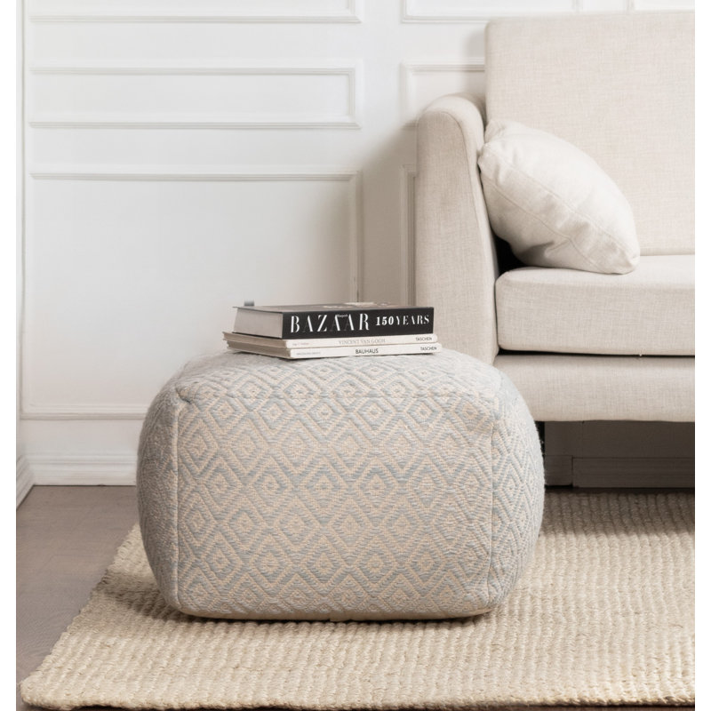 Flintridge Upholstered Pouf, Light Blue
