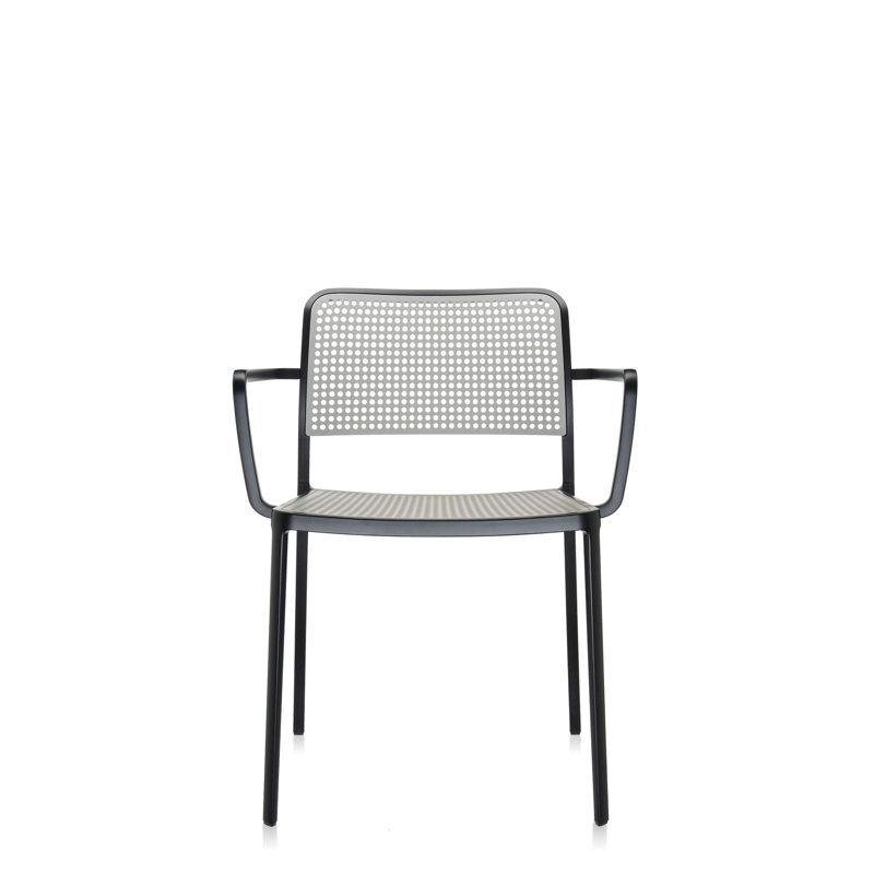 Chaise d'appoint Audrey, Gris clair, Acier peint en noir