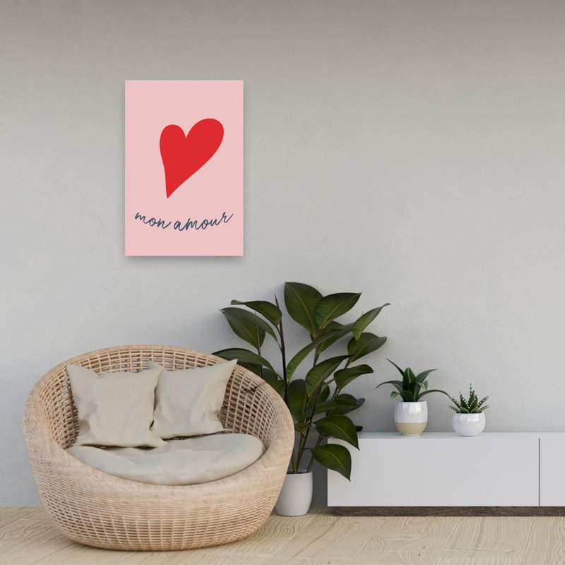 Monamourpinkred Ratioiso Romantic Abstract Contemporary Wall Art Print 1 Piece Wrapped Canvas Wall Art, 60.96cm H x 40.64cm W