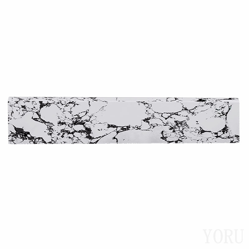 Crédence latérale pour lavabo de salle de bain de 22 pouces × 4 pouces, adaptée aux dimensions des plans de travail de lavabo de salle de bain, dosseret latérale en pierre de marbre reconstitué, blanc panda.