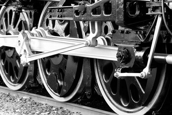 Train antique, reproduction de photo sur toile, H 16 po x l 24 po x P 1 po, Papier d'art encadré noir, Blanc