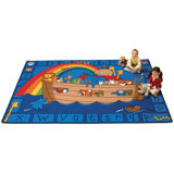 Alphabet Noah's Voyage Tufted Blue Area Rug