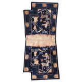 Antique Animal Motif Blue Chinese Saddle Horse Cover Rug