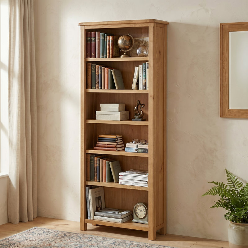 Racquel 180 cm H x 75 cm W Solid Wood Standard Bookcase, Oak