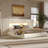 Barlow Modern Linen Blend Upholstered Platform Bed with Oversized Channel-Tufted Headboard, LED Light & USB Charging